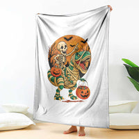Funny Skeleton Riding Mummy Dinosaur Halloween Throw Blanket - Wonder Print Shop