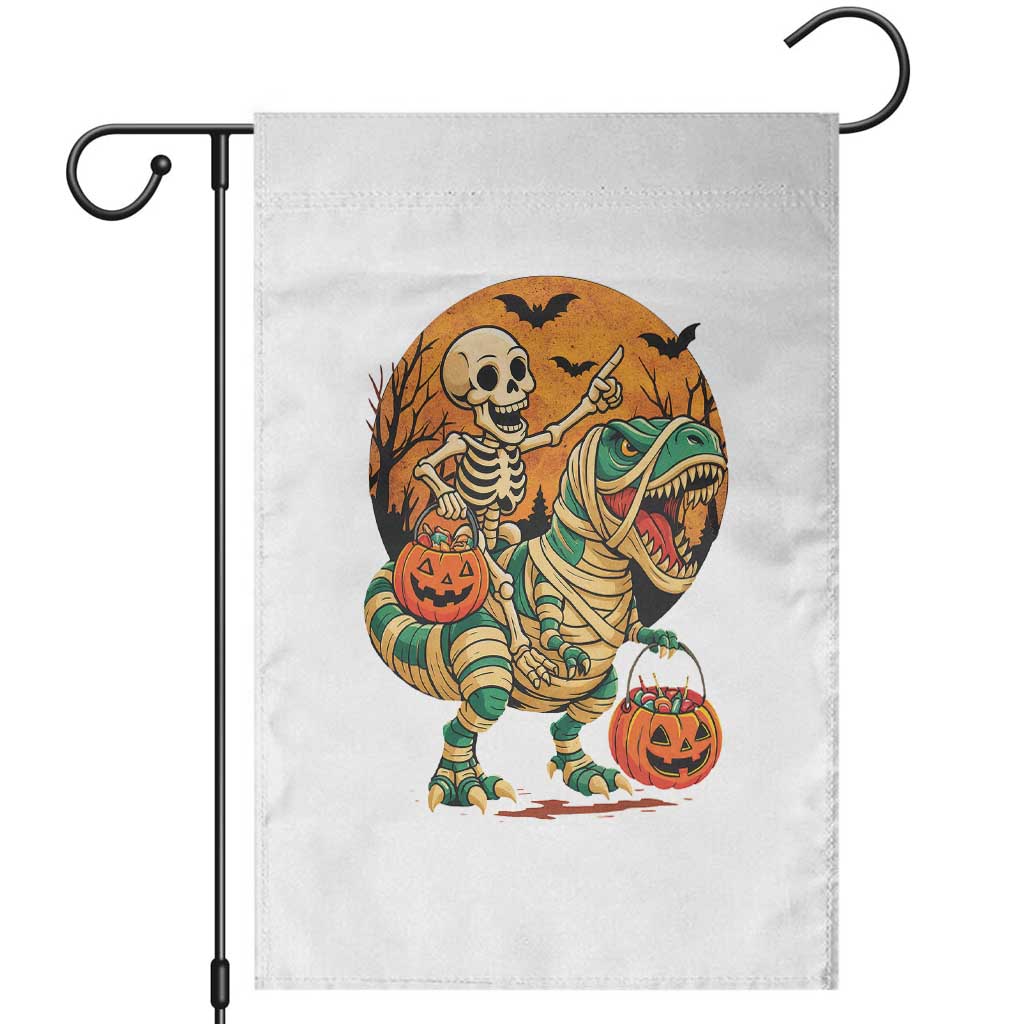 Funny Skeleton Riding Mummy Dinosaur Halloween Garden Flag - Wonder Print Shop