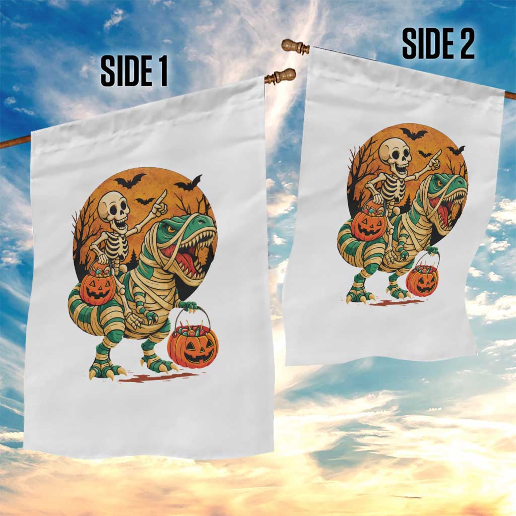 Funny Skeleton Riding Mummy Dinosaur Halloween Garden Flag - Wonder Print Shop