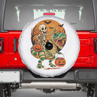 Funny Skeleton Riding Mummy Dinosaur Halloween Spare Tire Cover - Wonder Print Shop