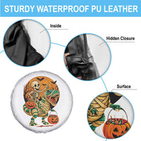 Funny Skeleton Riding Mummy Dinosaur Halloween Spare Tire Cover - Wonder Print Shop