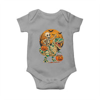 Funny Skeleton Riding Mummy Dinosaur Halloween Baby Onesie - Wonder Print Shop