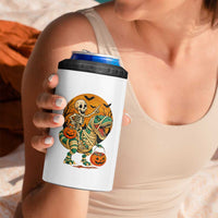Funny Skeleton Riding Mummy Dinosaur Halloween 4 in 1 Can Cooler Tumbler