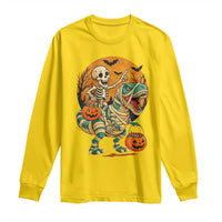 Funny Skeleton Riding Mummy Dinosaur Halloween Long Sleeve Shirt - Wonder Print Shop