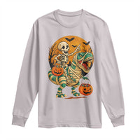 Funny Skeleton Riding Mummy Dinosaur Halloween Long Sleeve Shirt - Wonder Print Shop