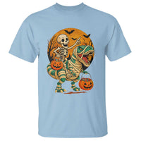 Funny Skeleton Riding Mummy Dinosaur Halloween T Shirt - Wonder Print Shop