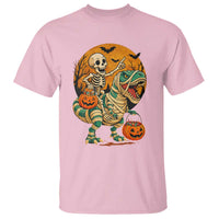 Funny Skeleton Riding Mummy Dinosaur Halloween T Shirt - Wonder Print Shop