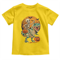 Funny Skeleton Riding Mummy Dinosaur Halloween Toddler T Shirt - Wonder Print Shop