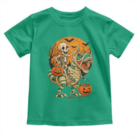 Funny Skeleton Riding Mummy Dinosaur Halloween Toddler T Shirt - Wonder Print Shop
