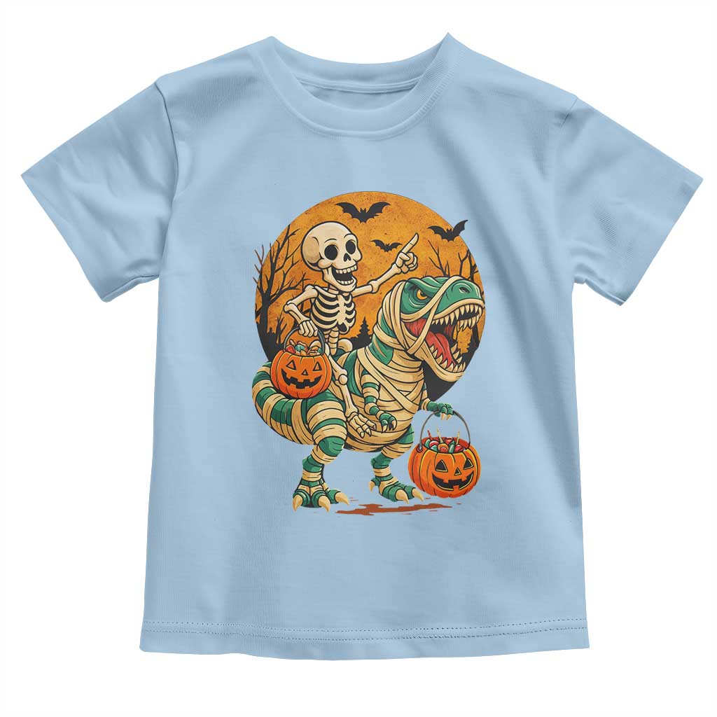 Funny Skeleton Riding Mummy Dinosaur Halloween Toddler T Shirt - Wonder Print Shop