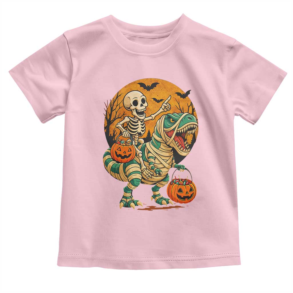 Funny Skeleton Riding Mummy Dinosaur Halloween Toddler T Shirt - Wonder Print Shop