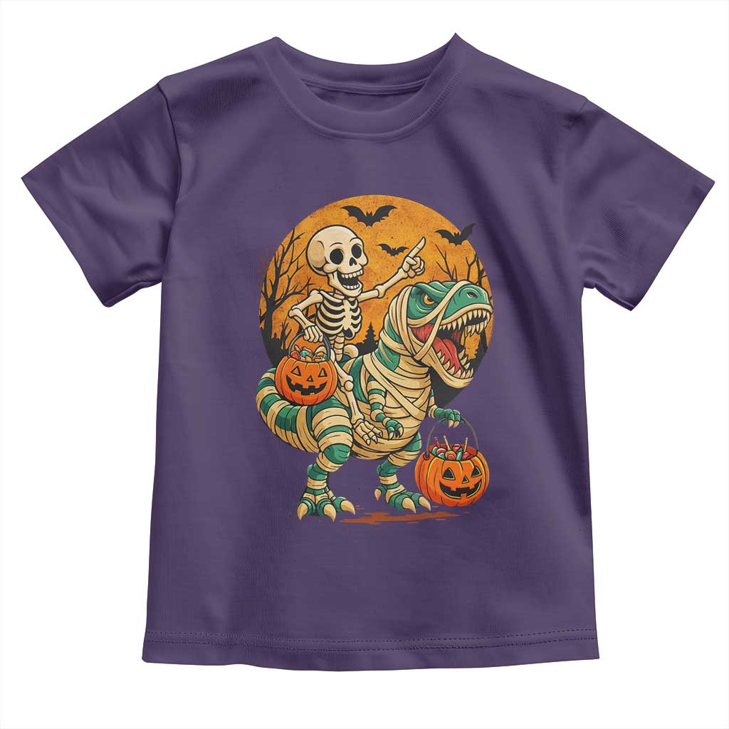 Funny Skeleton Riding Mummy Dinosaur Halloween Toddler T Shirt - Wonder Print Shop