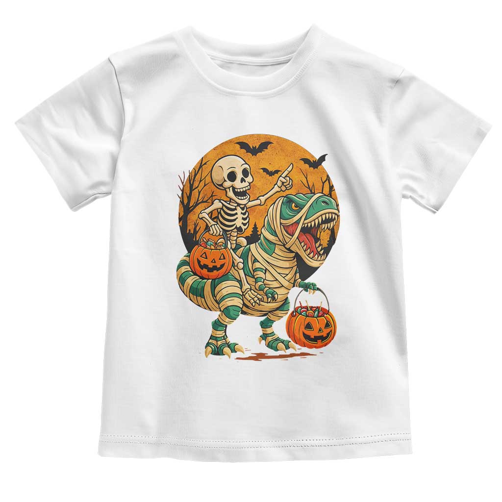 Funny Skeleton Riding Mummy Dinosaur Halloween Toddler T Shirt - Wonder Print Shop