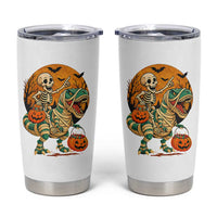 Funny Skeleton Riding Mummy Dinosaur Halloween Tumbler Cup