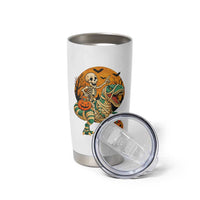 Funny Skeleton Riding Mummy Dinosaur Halloween Tumbler Cup