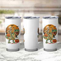 Funny Skeleton Riding Mummy Dinosaur Halloween Tumbler Cup