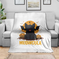 Black Cat Halloween Throw Blanket Meowcula Cute Smilling With Bat - Wonder Print Shop