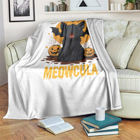 Black Cat Halloween Throw Blanket Meowcula Cute Smilling With Bat - Wonder Print Shop