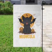 Black Cat Halloween Garden Flag Meowcula Cute Smilling With Bat - Wonder Print Shop