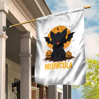 Black Cat Halloween Garden Flag Meowcula Cute Smilling With Bat - Wonder Print Shop