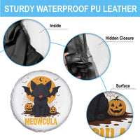 Black Cat Halloween Spare Tire Cover Meowcula Cute Smilling With Bat - Wonder Print Shop