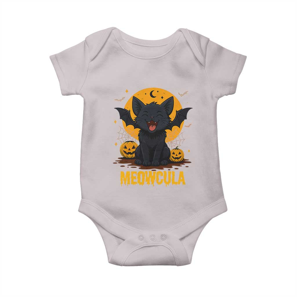 Black Cat Halloween Baby Onesie Meowcula Cute Smilling With Bat - Wonder Print Shop