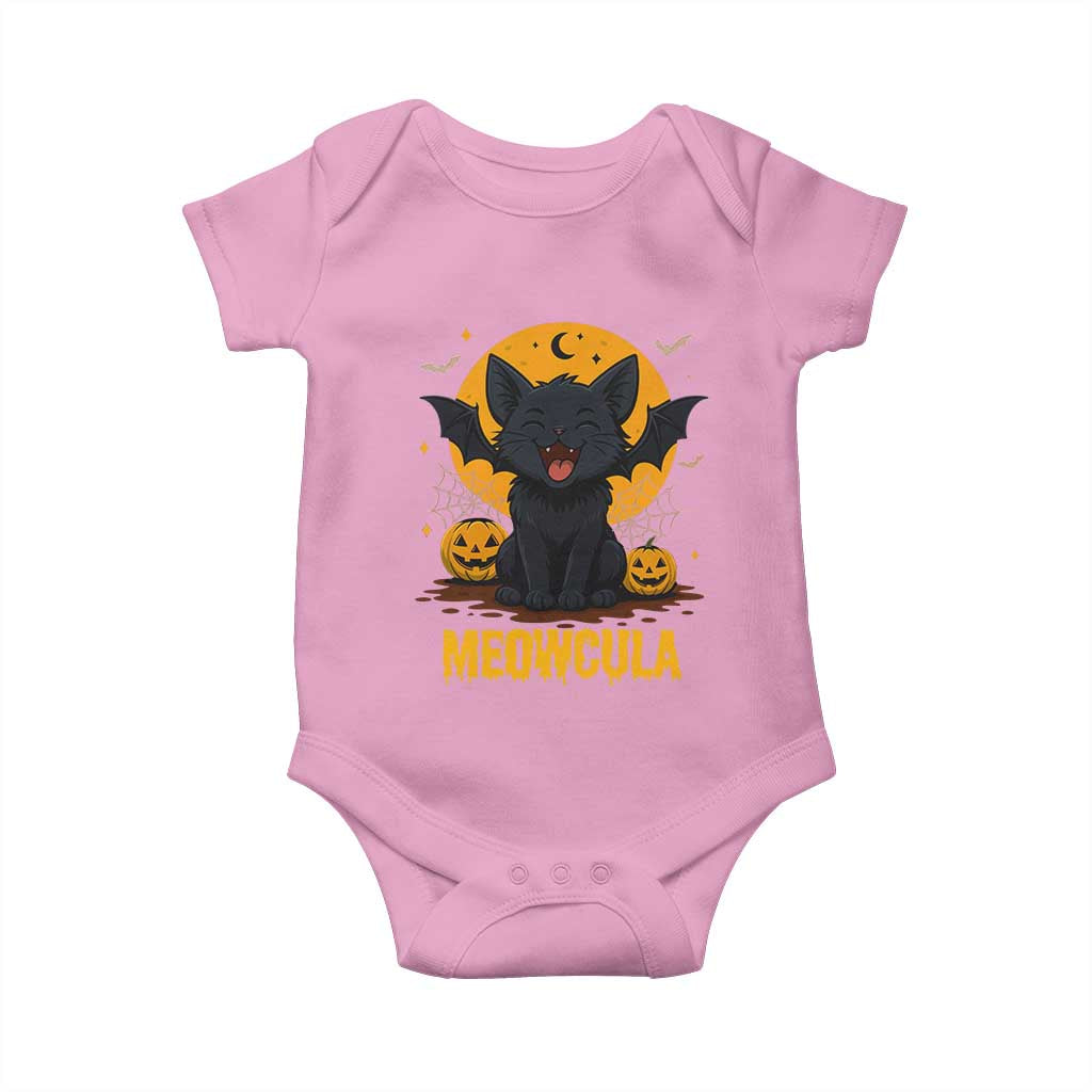 Black Cat Halloween Baby Onesie Meowcula Cute Smilling With Bat - Wonder Print Shop