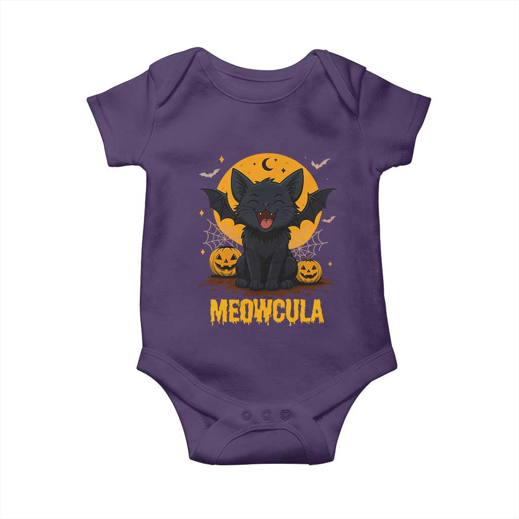 Black Cat Halloween Baby Onesie Meowcula Cute Smilling With Bat - Wonder Print Shop