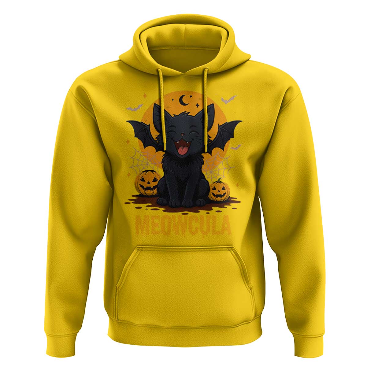 Black Cat Halloween Hoodie Meowcula Cute Smilling With Bat - Wonder Print Shop
