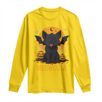 Black Cat Halloween Long Sleeve Shirt Meowcula Cute Smilling With Bat - Wonder Print Shop