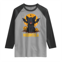 Black Cat Halloween Raglan Shirt Meowcula Cute Smilling With Bat - Wonder Print Shop