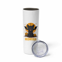 Black Cat Halloween Skinny Tumbler Meowcula Cute Smilling With Bat