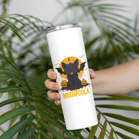 Black Cat Halloween Skinny Tumbler Meowcula Cute Smilling With Bat