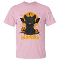 Black Cat Halloween T Shirt Meowcula Cute Smilling With Bat - Wonder Print Shop