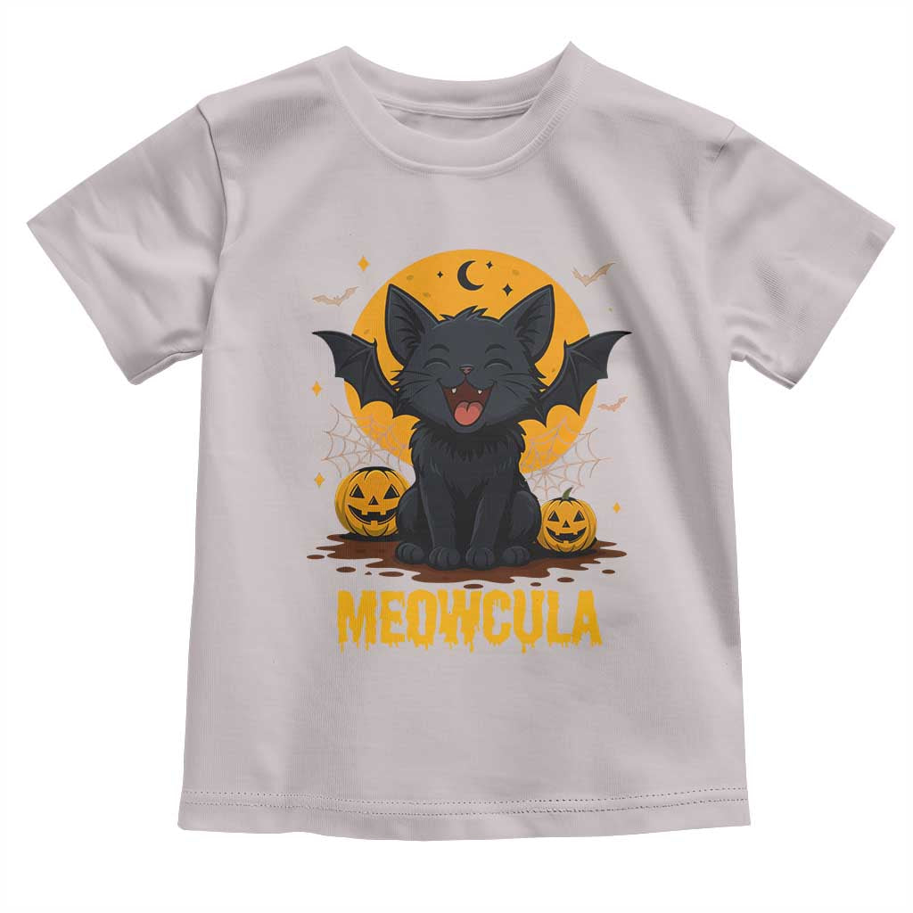 Black Cat Halloween Toddler T Shirt Meowcula Cute Smilling With Bat - Wonder Print Shop