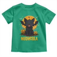 Black Cat Halloween Toddler T Shirt Meowcula Cute Smilling With Bat - Wonder Print Shop