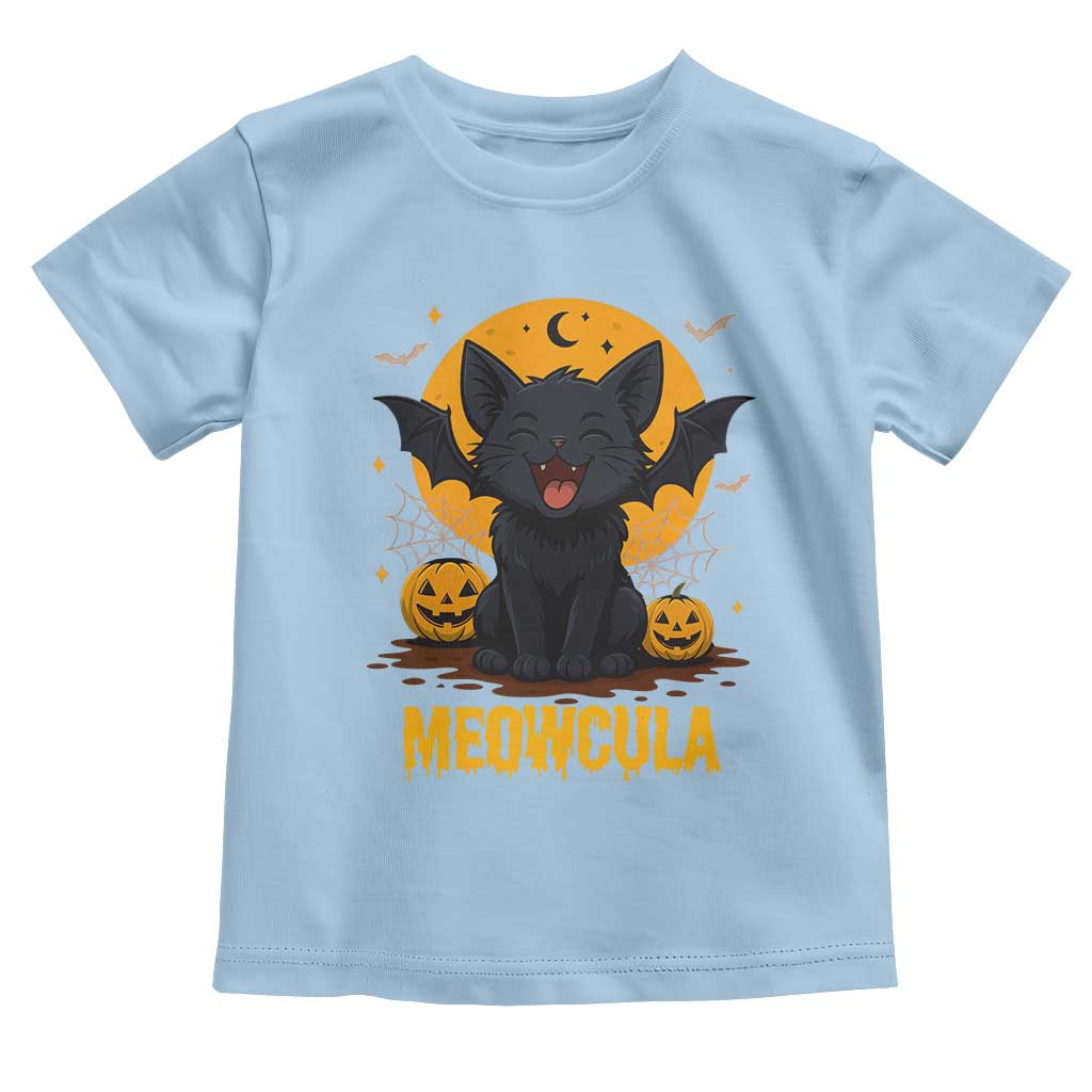Black Cat Halloween Toddler T Shirt Meowcula Cute Smilling With Bat - Wonder Print Shop
