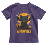 Black Cat Halloween Toddler T Shirt Meowcula Cute Smilling With Bat - Wonder Print Shop