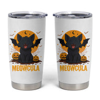 Black Cat Halloween Tumbler Cup Meowcula Cute Smilling With Bat