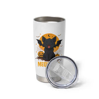 Black Cat Halloween Tumbler Cup Meowcula Cute Smilling With Bat