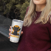 Black Cat Halloween Tumbler Cup Meowcula Cute Smilling With Bat