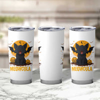 Black Cat Halloween Tumbler Cup Meowcula Cute Smilling With Bat