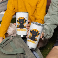 Black Cat Halloween Tumbler Cup Meowcula Cute Smilling With Bat