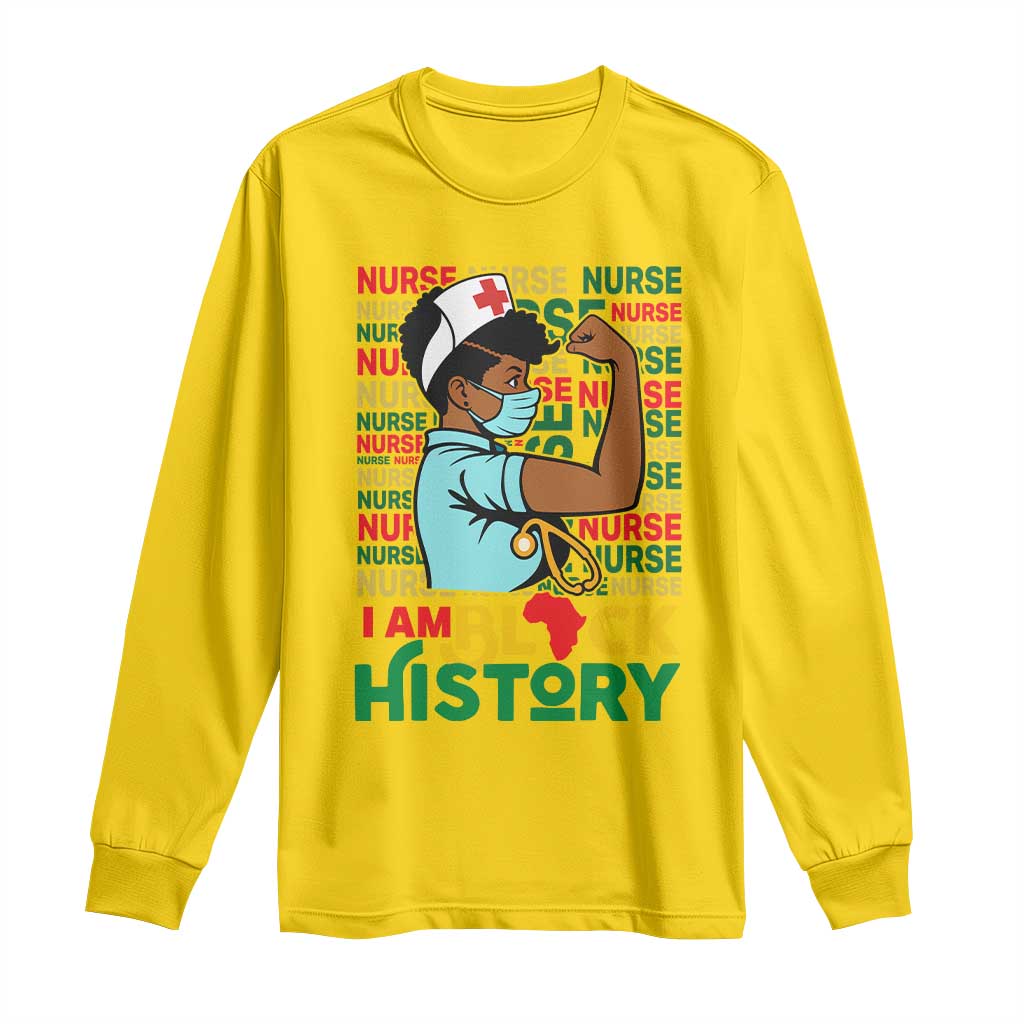 Nurse African American Long Sleeve Shirt I Am Black History Strong Feminism - Wonder Print Shop