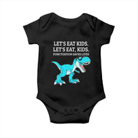 Lets Eat Kids Punctuation Saves Lives Baby Onesie Dinosaur Funny Grammar - Wonder Print Shop