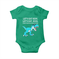 Lets Eat Kids Punctuation Saves Lives Baby Onesie Dinosaur Funny Grammar - Wonder Print Shop