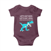 Lets Eat Kids Punctuation Saves Lives Baby Onesie Dinosaur Funny Grammar - Wonder Print Shop