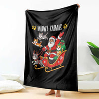 Funny Christmas Cat Throw Blanket Meowy Catmas Santa Sleigh Xmas - Wonder Print Shop