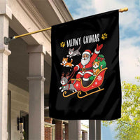 Funny Christmas Cat Garden Flag Meowy Catmas Santa Sleigh Xmas - Wonder Print Shop