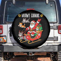 Funny Christmas Cat Spare Tire Cover Meowy Catmas Santa Sleigh Xmas - Wonder Print Shop